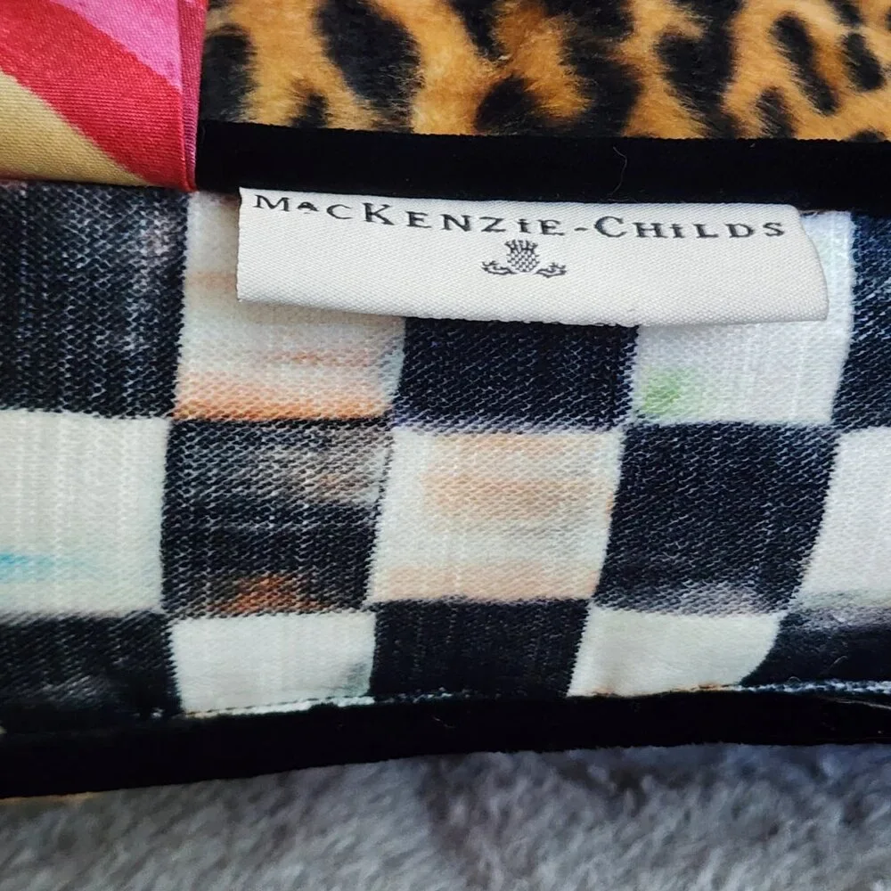 MACKENZIE CHILDS OVER-SIZE COURTLY CHECK/ANIMAL PRINT CHAIR PAD-SET OF 2